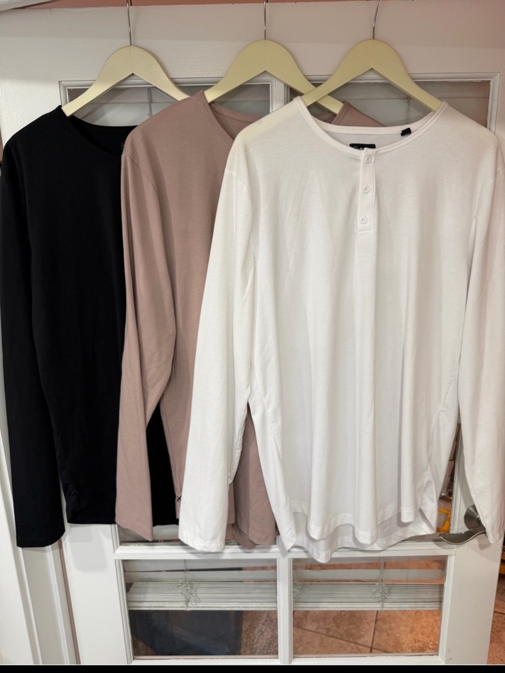 Men’s Cuts Long Sleeve Shirt Bundle in White, Black & Taupe